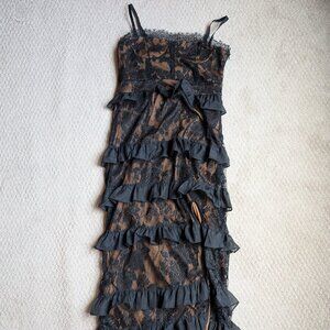 Floor length ruffled tiered dress